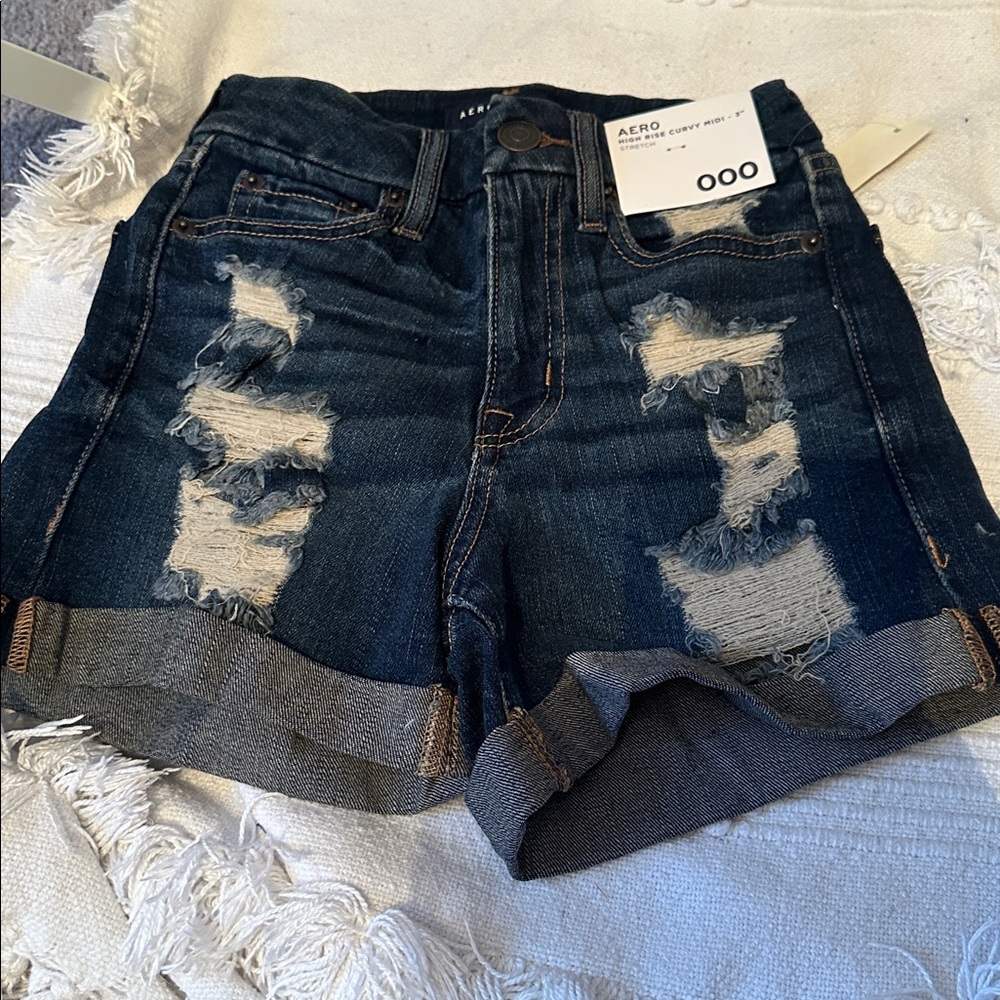 Aeropostale Blue Distressed Jean Shorts